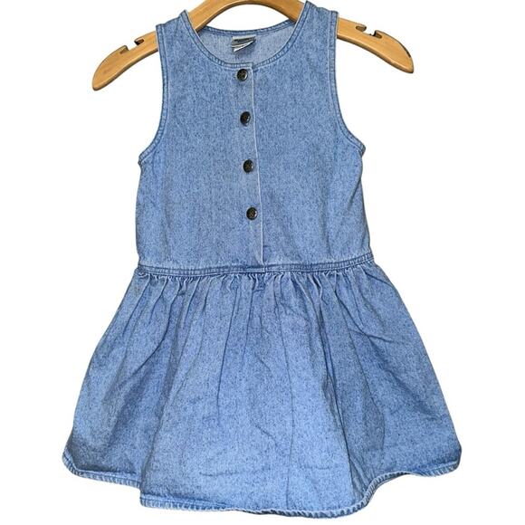 Oshkosh B’Gosh Vintage Girls Size 6 Light Blue Cotton Denim Button Front Dress - Picture 1 of 8